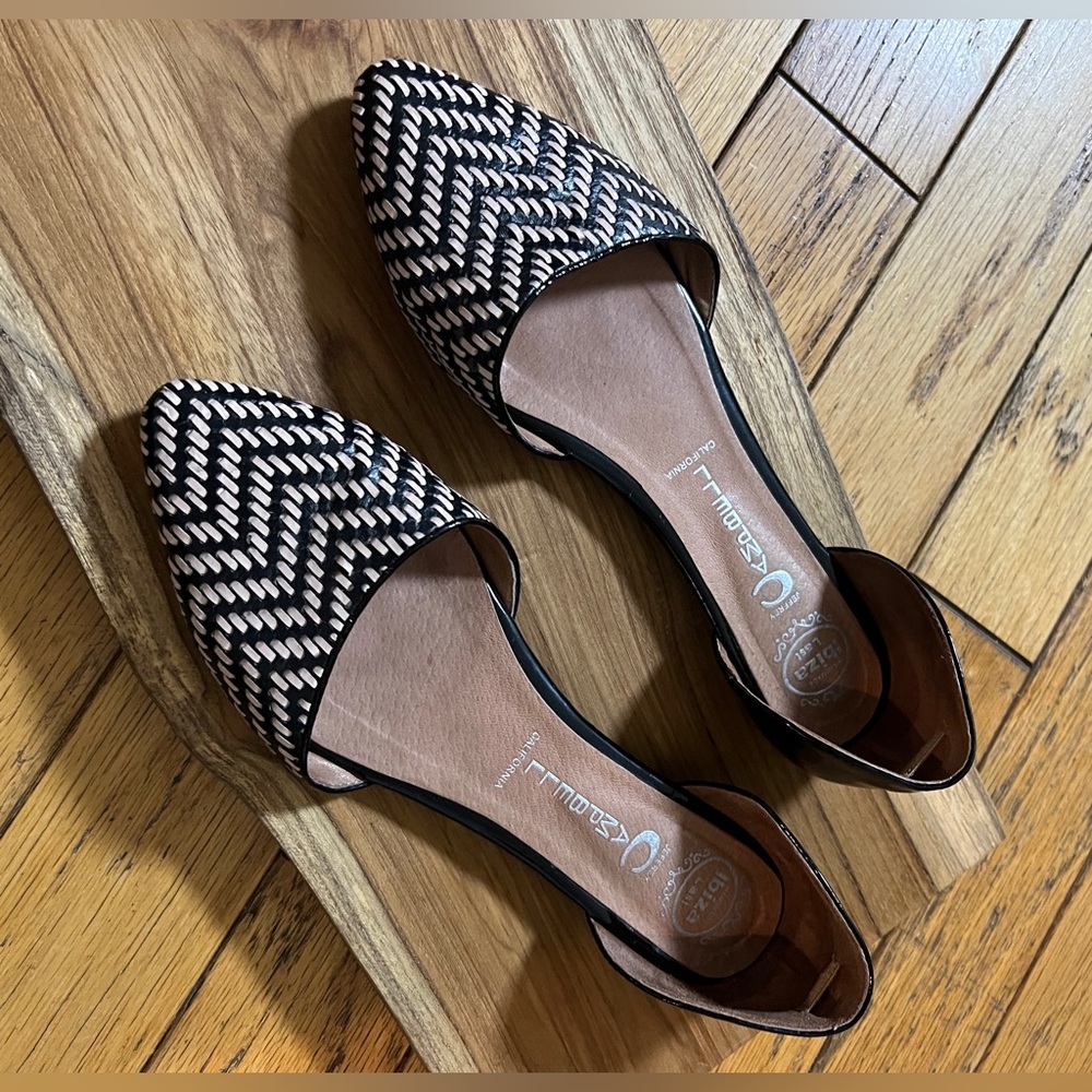 Jeffrey Campbell In Love Black and Tan Leather D'Orsay Flats - Picture 4 of 8
